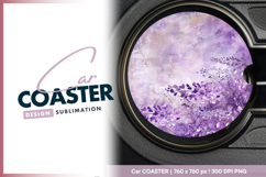 Purple wisteria blossoms on textured background Car Coaster Product Image 1