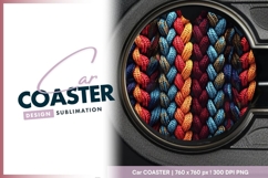 Colorful Braided Texture Round Car Coaster Png Product Image 1