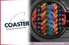 Colorful Knitted Texture in a Round Car Coaster Png Product Image 1