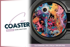 Psychedelic Round Car Coaster Png Product Image 1