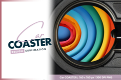Abstract colorful rainbow paper cut design Car Coaster Product Image 1