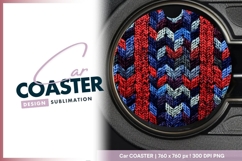 Colorful Knitted Chevron Pattern in Round Car Coaster Png Product Image 1