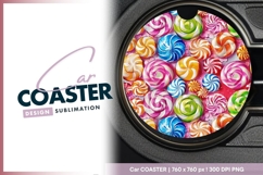 Colorful Swirl Lollipops Round Car Coaster Png Product Image 1