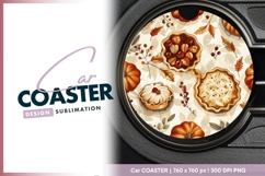 Autumnal Round Car Coaster Design with Round Car Coaster Png Product Image 1
