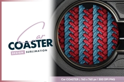 Braided Red and Blue Knitted Pattern Round Car Coaster Png Product Image 1