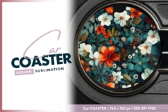 Floral Round Car Coaster Png Product Image 1
