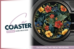 Floral Arrangement Round Car Coaster Png Product Image 1