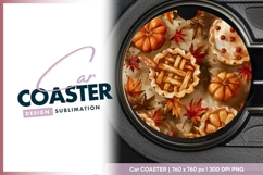 Pumpkins Pies and Autumn Round Car Coaster Product Image 1