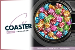 Colorful Swirl Candy Pile Round Car Coaster Png Product Image 1