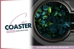 Lush Green Foliage Arrangement in a Round Car Coaster Product Image 1