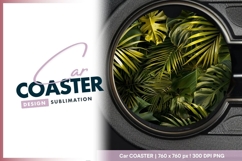 Tropical Green and Yellow Leaves Round Car Coaster Png Product Image 1