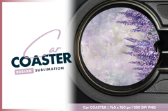 Watercolor wisteria floral background for round car coaster Product Image 1