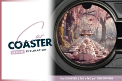 Elegant Tea Party Table Setting with Pink Round Car Coaster Product Image 1