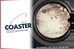 Rustic floral arrangement round car coaster png Product Image 1
