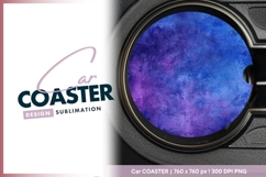 Abstract grungy texture blue purple round car coaster png Product Image 1