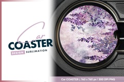 Purple wisteria floral round car coaster png Product Image 1