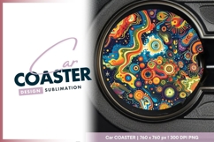 Psychedelic colorful abstract background round car coaster Product Image 1