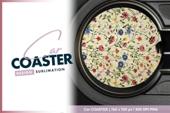 Colorful wildflower pattern round car coaster png Product Image 1