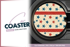 Patriotic stars and stripes design round car coaster png Product Image 1