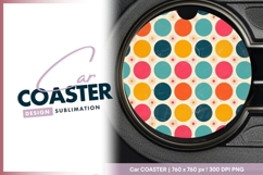 Colorful Polka Dot Pattern on Round Car Coaster Png Product Image 1