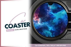 Cosmic Nebula Illustration in Round Car Coaster Png Product Image 1
