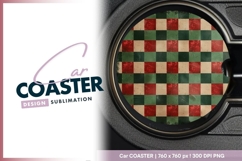 Festive red green checkered round car coaster png Product Image 1