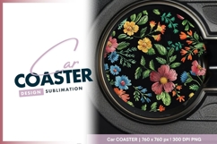Floral design for round car coaster png Product Image 1