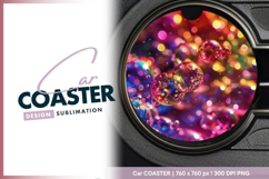 Transparent Soap Bubbles with Colorful Round Car Coaster Png Product Image 1