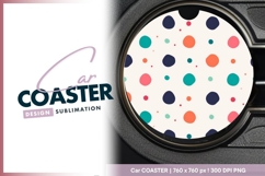 Colorful Polka Dots on White Back Round Car Coaster Png Product Image 1