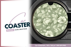 Floral Design with White Flowers and Round Car Coaster Png Product Image 1