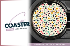 Colorful Polka Dots on Cream Round Car Coaster Png Product Image 1