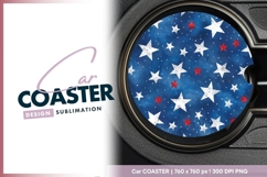 Patriotic round design with white and red round car coaster Product Image 1