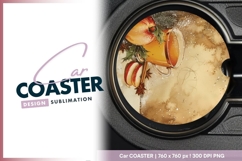 Watercolor apple cider illustration autumn round car coaster Product Image 1