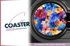 Colorful watercolor floral seamless pattern car coaster Product Image 1