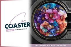Floral round car coaster png Product Image 1