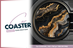 Abstract black gold marble texture elegant Car Coaster Product Image 1