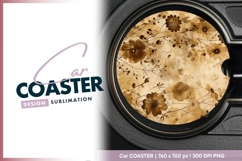 Vintage floral round car coaster png Product Image 1
