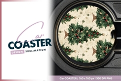 Elegant christmas tree seamless pattern Round car coaster Product Image 1