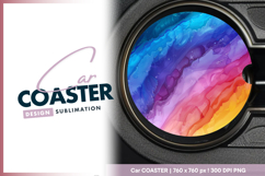 Colorful fluid art texture for round car coaster Product Image 1
