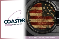 Distressed american flag patriotic design round car coaster Product Image 1