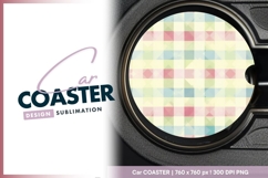 Pastel checkered pattern round car coaster png Product Image 1