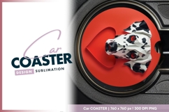 Low poly dalmatian dog with heart on red round car coaster Product Image 1