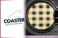 Festive holiday plaid round car coaster png Product Image 1
