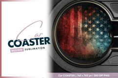 Distressed american flag round patriotic round car coaster Product Image 1