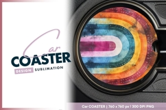 Textured rainbow circle round car coaster png Product Image 1