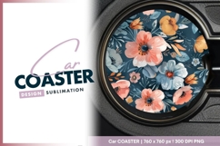 Floral seamless pattern round car coaster design Product Image 1