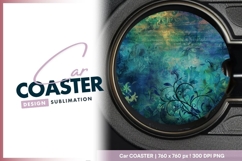 Floral circle design round car coaster png Product Image 1