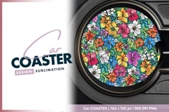 Round floral pattern car coaster design png Product Image 1