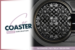 Silver floral ornate round car coaster png Product Image 1