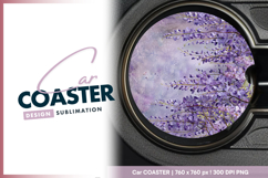 Cascading purple wisteria blooms on soft Car Coaster Product Image 1
